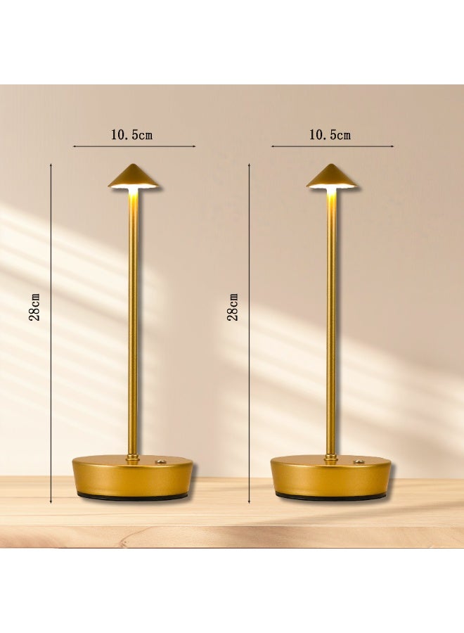 2 PCS Rechargeable Cordless Table Lamps, Portable LED Touch Bedside Lamp with Stepless Dimming & 3 Colors, For Home, Office, Restaurant, Camping, Patio(Gold) - Image 2